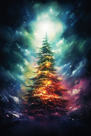 Christmas tree in fairy magical style.の素材
