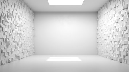 Minimalist room, design space with abstract white wall texture.の素材