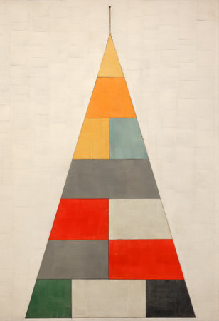 Geometric simple Christmas tree in vintage style. Minimalist art design.の素材
