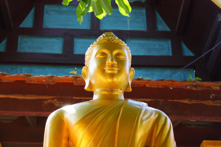 buddha meditation in front chapelの写真素材