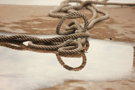 shadow rope in waterの写真素材