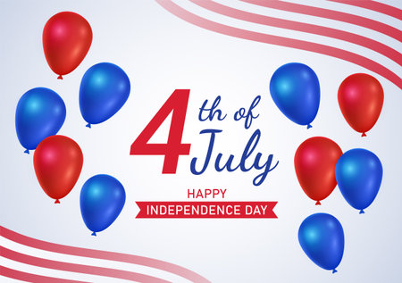 4th of July with blue and red balloons