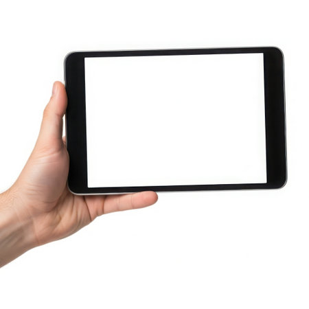 Hand holding blank tabletの素材
