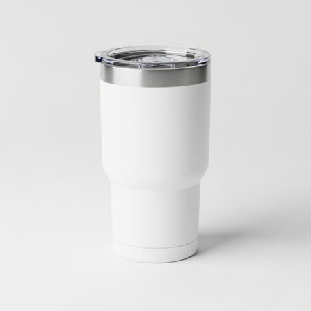 Modern white insulated tumbler with lidの素材