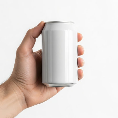 Hand holding a white canの素材