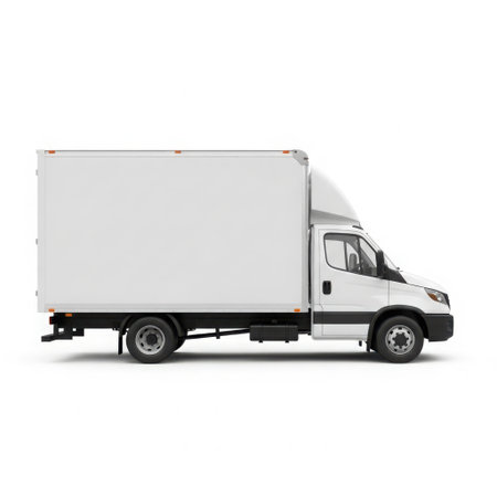 White cargo van parkedの素材