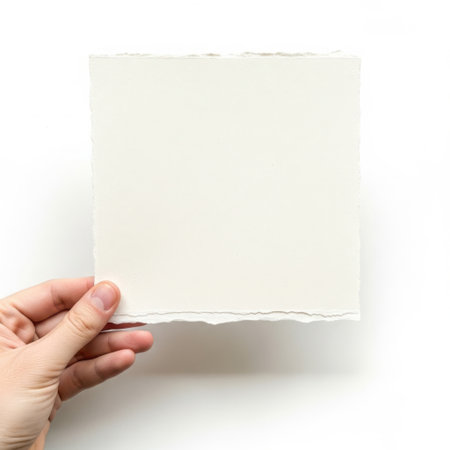 Holding a blank paper sheetの素材