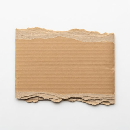 Simple brown cardboard piece with rough edgesの素材