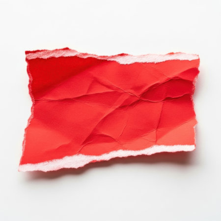 This image showcases an abstract paper collage featuring various shades of red. The collage is composed of multiple layers of torn and overlapping red paper, creating a textured and visually engaging piece. The edges of the paper are slightly frayed, adding to the organic and artistic feel of the composition.の素材
