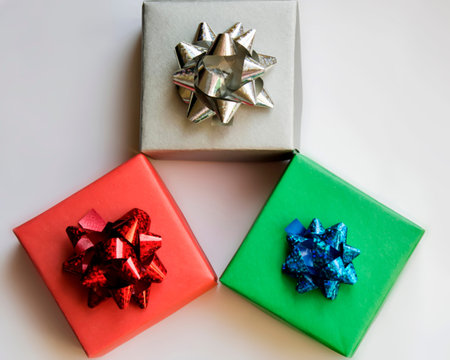 Beautiful view of small colorful presents