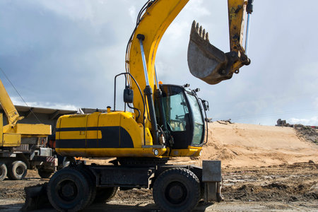 View of yellow excavator