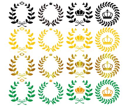 Crown Laurel Ranking Star Setのイラスト素材