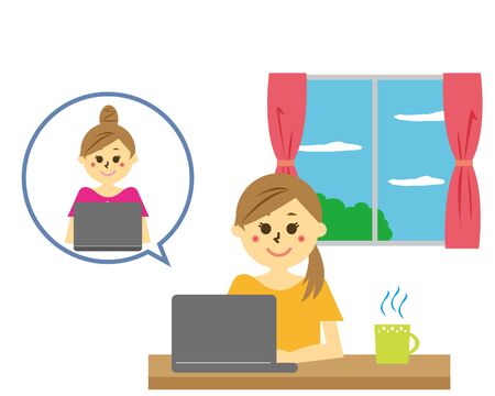 Vector illustration recommending remote work.  working from homeのイラスト素材