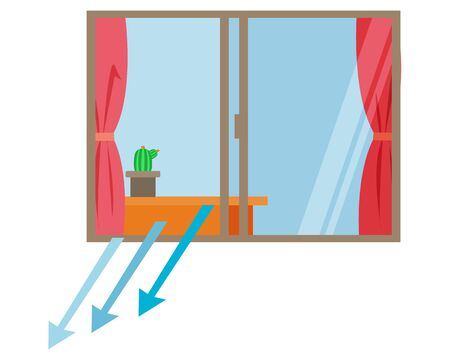 illustration Vector opening the window and replacing the air .のイラスト素材