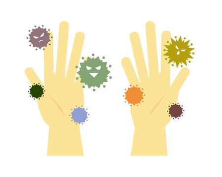 hands with germs vector illustration .のイラスト素材