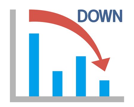 Down arrow vector, stock market, crashのイラスト素材