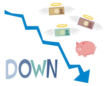 Down arrow vector, stock market, crashのイラスト素材