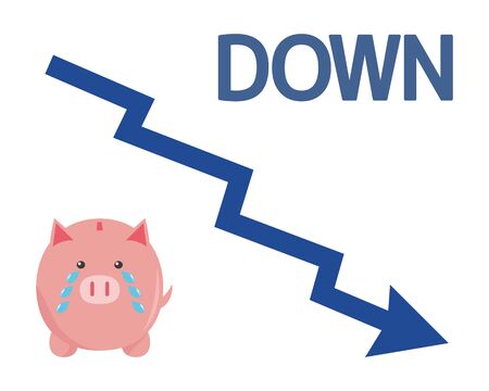 Down arrow vector, stock market, crashのイラスト素材