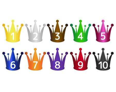 Gold crown icons. crown awards for winners, champions, leadership.のイラスト素材