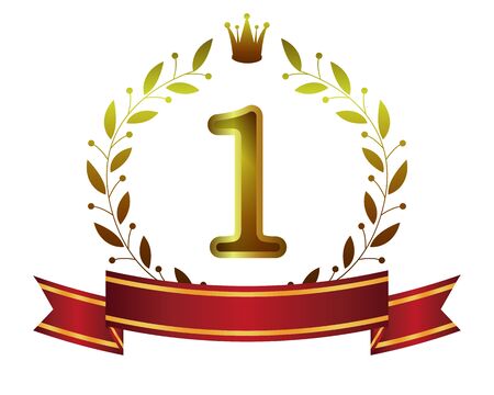 Crown Number Of Laurel. ribbon. Ranking. Laurel wreath. vectorのイラスト素材