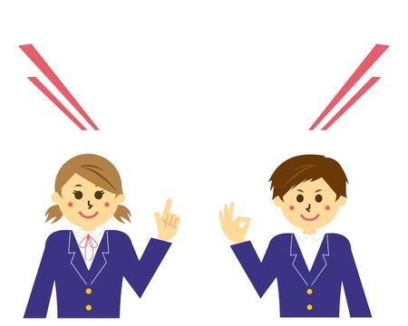 Schoolgirl and schoolboy vector illustrationのイラスト素材