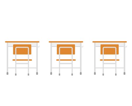 Learning desk vector, Japanese school classroom illustration sceneryのイラスト素材