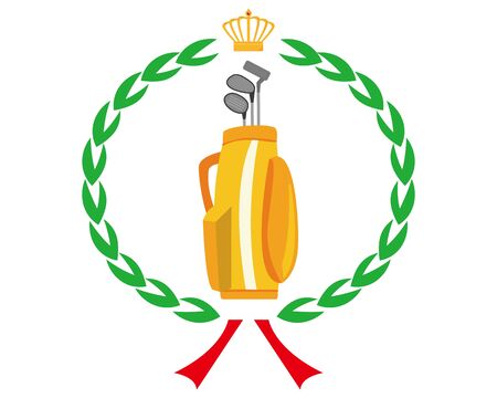 Golf club icon.  illustration Vector about golf .  golf club bag , crown , laurelのイラスト素材