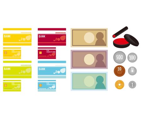Passbook , credit card, Cash card, Vector illustrationのイラスト素材