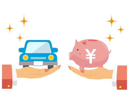 Buy car vector illustration . Pig piggy bankのイラスト素材