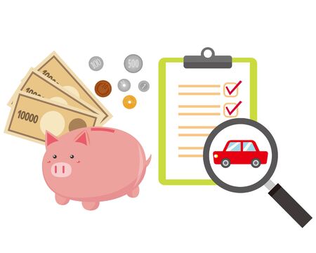 Buy car vector illustration . Pig piggy bankのイラスト素材