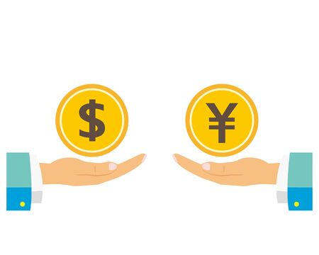 Coin vector, Japanese yen icon illustration . Dollar iconのイラスト素材