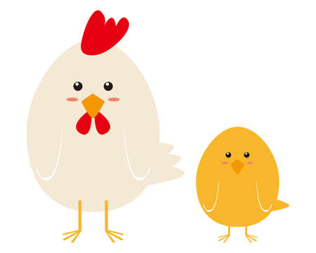 Vector illustration of chickens and chicks.のイラスト素材