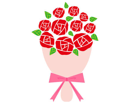 Vector Illustration of the Present rose . Bouquet of red rosesのイラスト素材