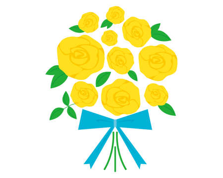 Vector Illustration of the Present rose .ãBouquet of Yellow rosesのイラスト素材