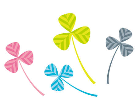Vector illustration of colorful clover. Three-leaf cloverのイラスト素材