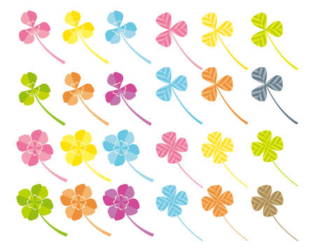 Vector illustration of colorful clover. four Leaf Cloverのイラスト素材