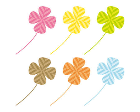 Vector illustration of colorful clover. four Leaf Cloverのイラスト素材