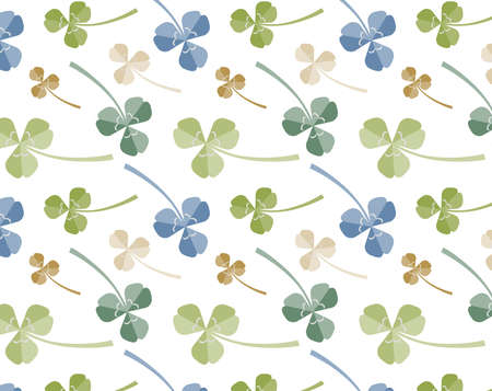 Background image of a three-leaf clover. Vector illustration of colorful clover. Seamless patternのイラスト素材