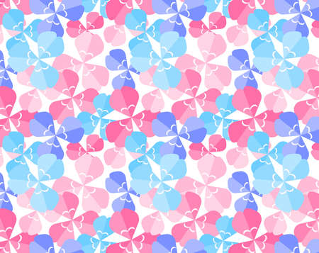 Background image of a three-leaf clover. Vector illustration of colorful clover. Seamless patternのイラスト素材