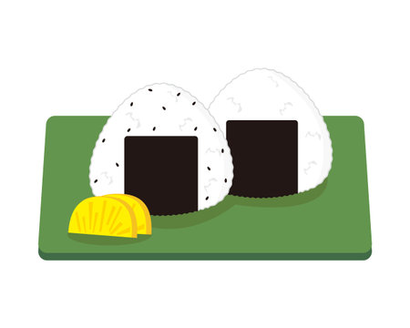 Vector illustration of a rice ball held in a triangleのイラスト素材