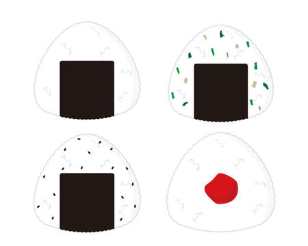 Vector illustration of a rice ball held in a triangleのイラスト素材