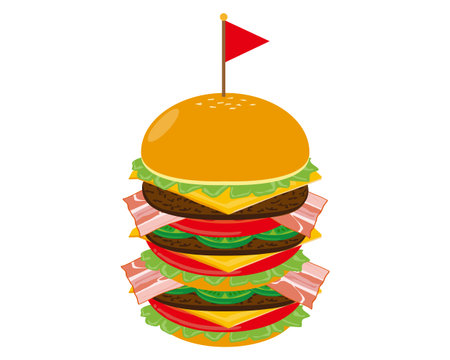 Vector illustration of cheese and beef burgerのイラスト素材