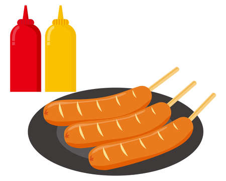 illustration of Sausage on a stick . frankfurterのイラスト素材