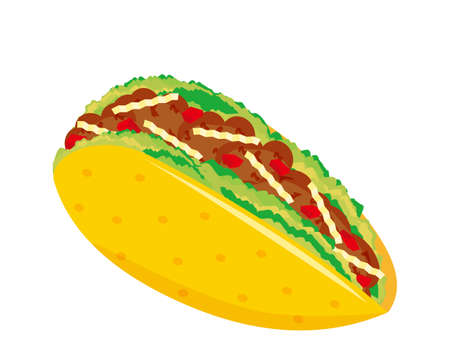 Vector illustration of lettuce and ground meat taco. Tortillasのイラスト素材