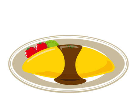 Vector illustration of omelet rice, omeletのイラスト素材