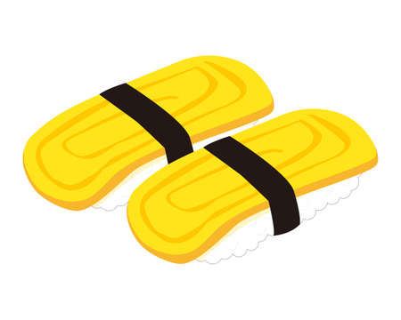 Vector illustration of egg nigiri sushi. Fried eggのイラスト素材