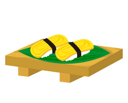 Vector illustration of egg nigiri sushi. Fried eggのイラスト素材