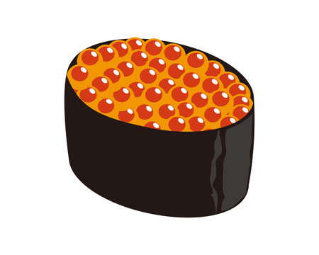Vector illustration of salmon roe sushi. ãBattle Ship Rollsのイラスト素材