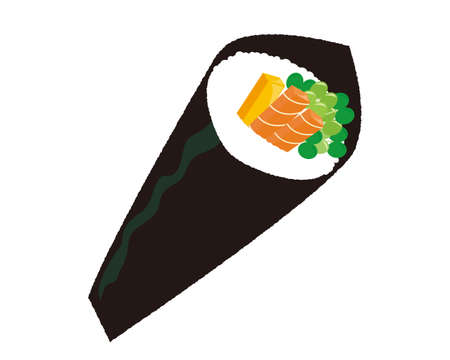 Vector illustration of hand-rolled sushi .のイラスト素材