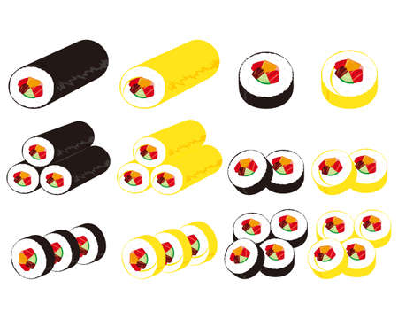 Vector illustration of seaweed roll .  Thick Sushi Rollのイラスト素材